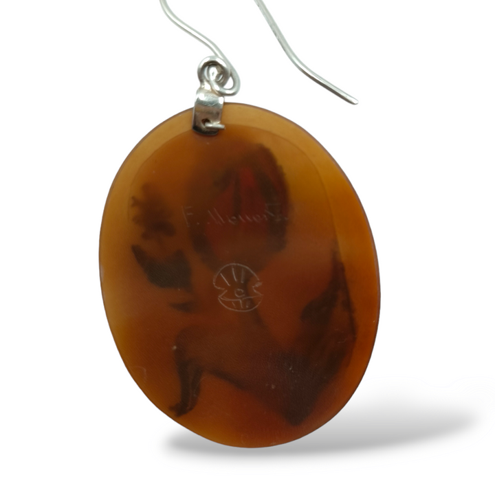 END OF COLLECTION - Tulip cameo earrings mounted on silver