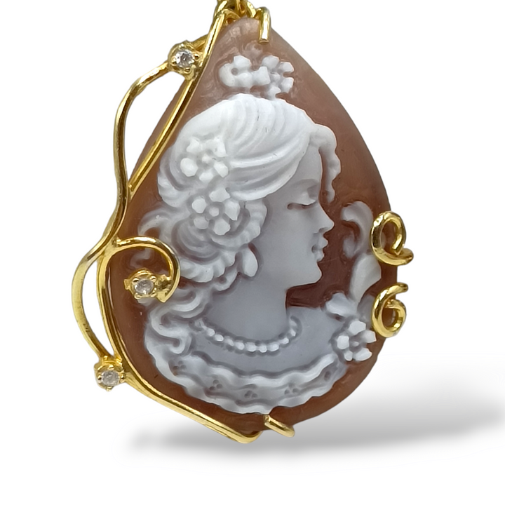 Goddess cameo earrings mounted on silver