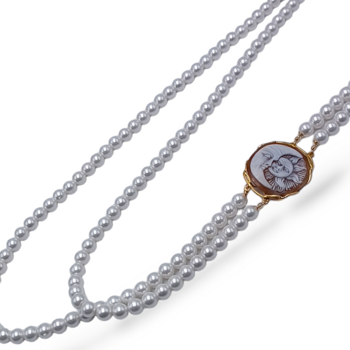 Collana sole luna su cammeo