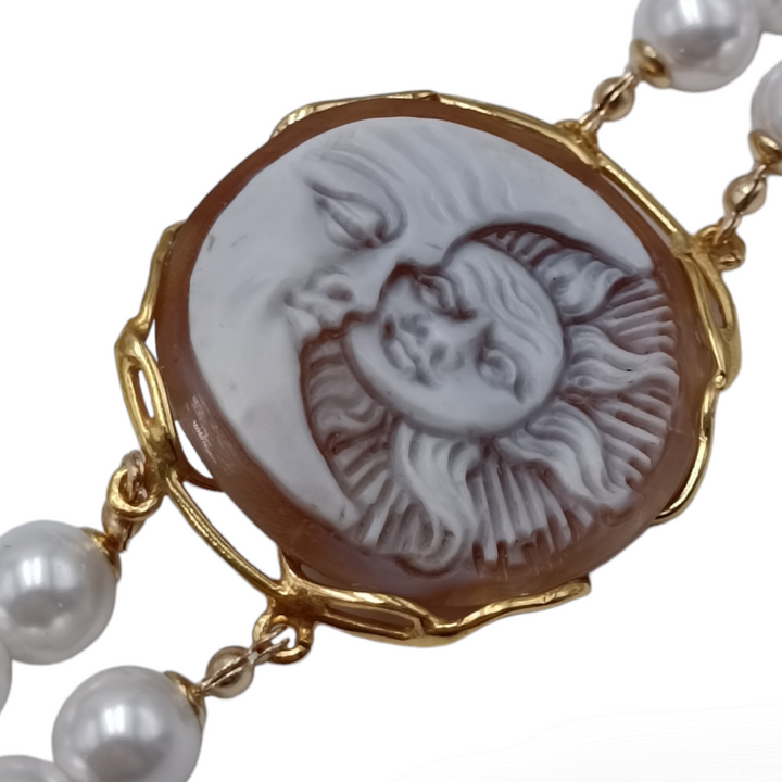 Collana sole luna su cammeo