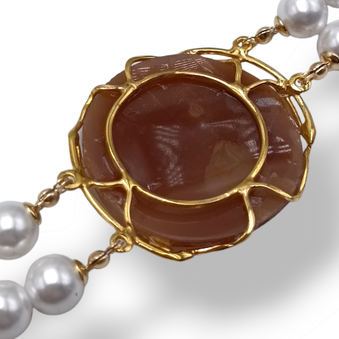 Collana sole luna su cammeo