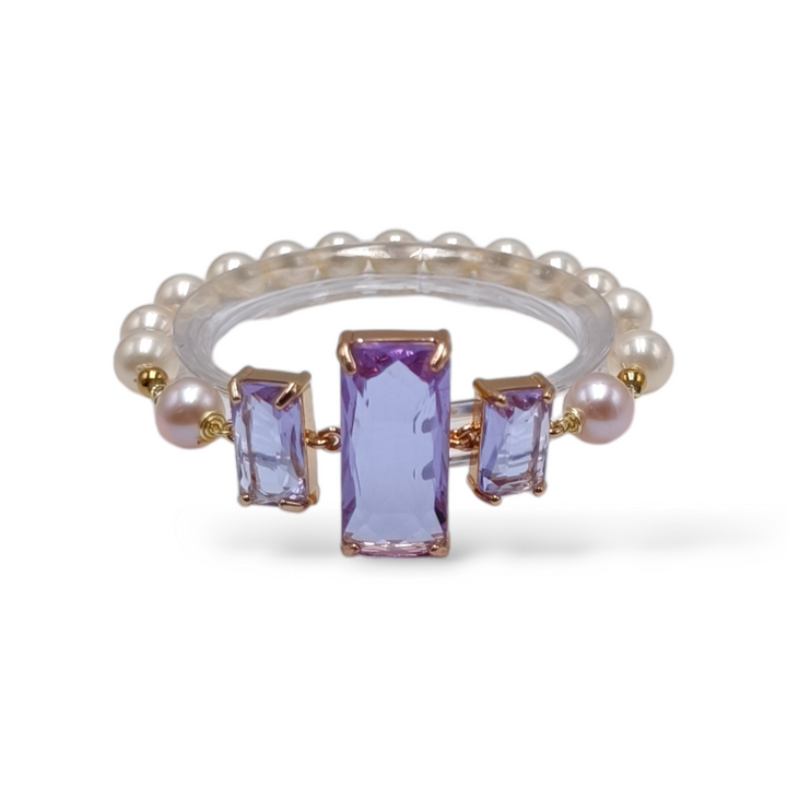 END OF COLLECTION - Bracelet in zirconia mounted on pearls