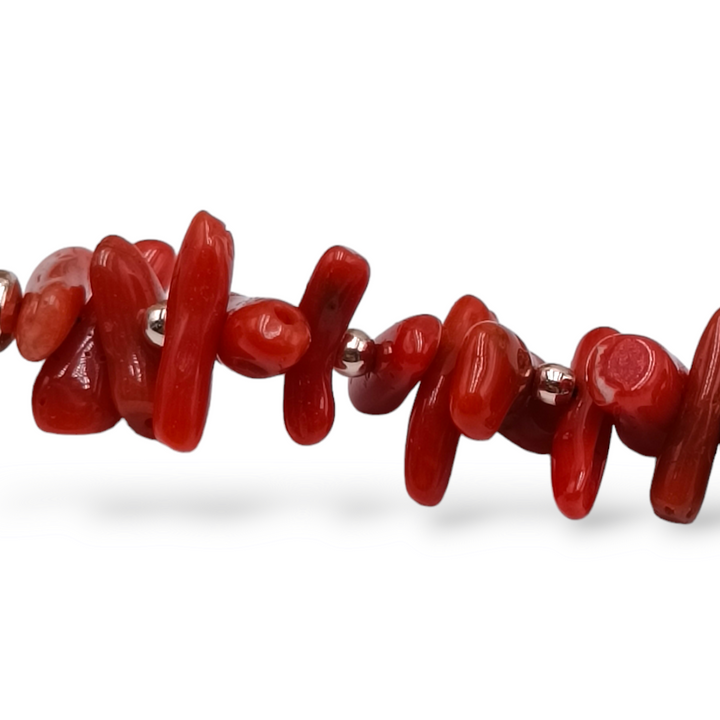 Bracciale su agata nera e corallo vero
