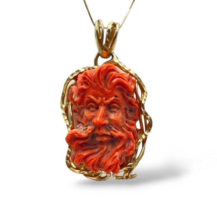 Collana ciondolo Zeus in corallo rosso montato su argento
