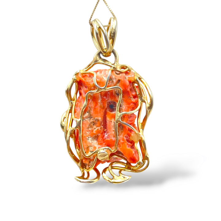Collana ciondolo Zeus in corallo rosso montato su argento