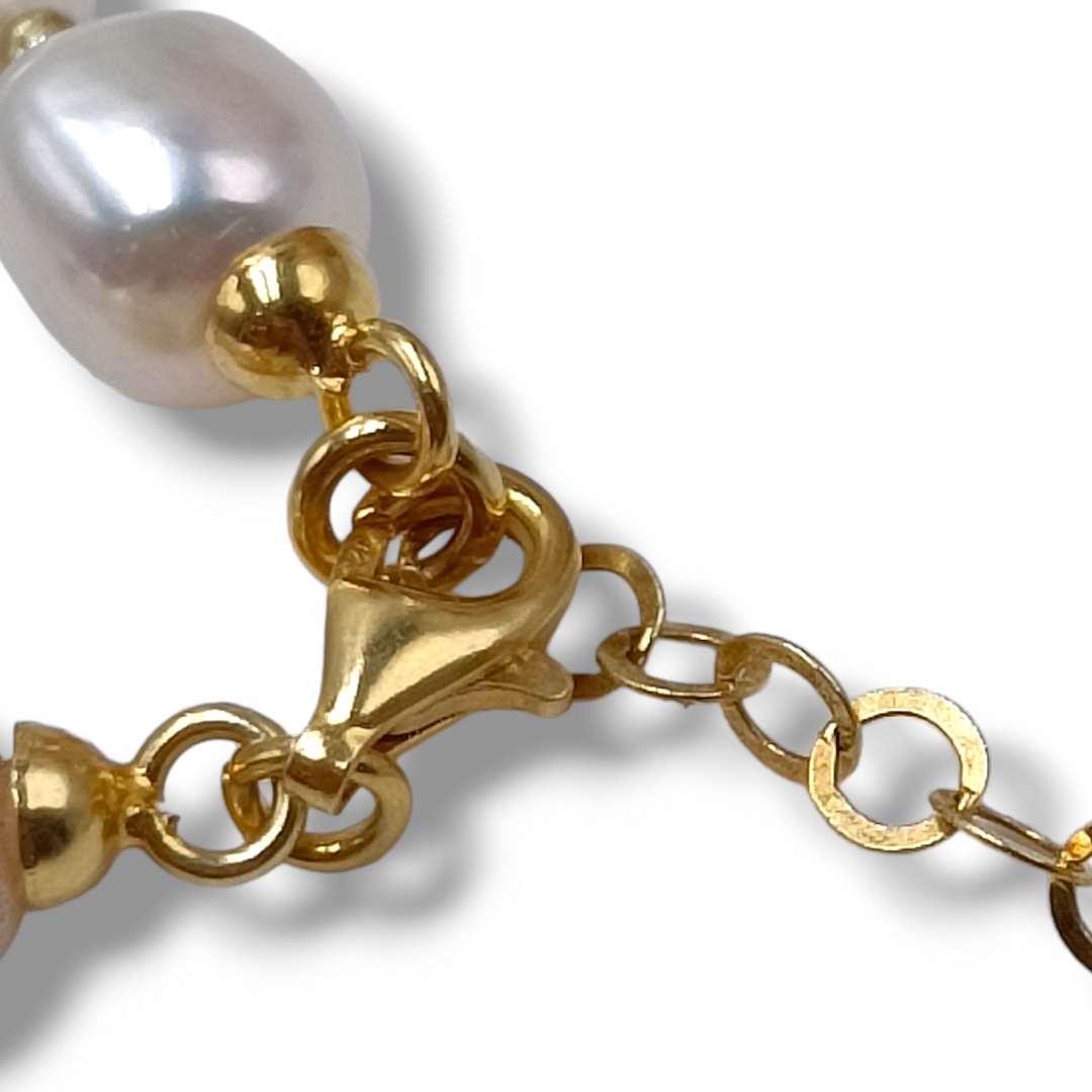 Collana perle in corallo montato su argento