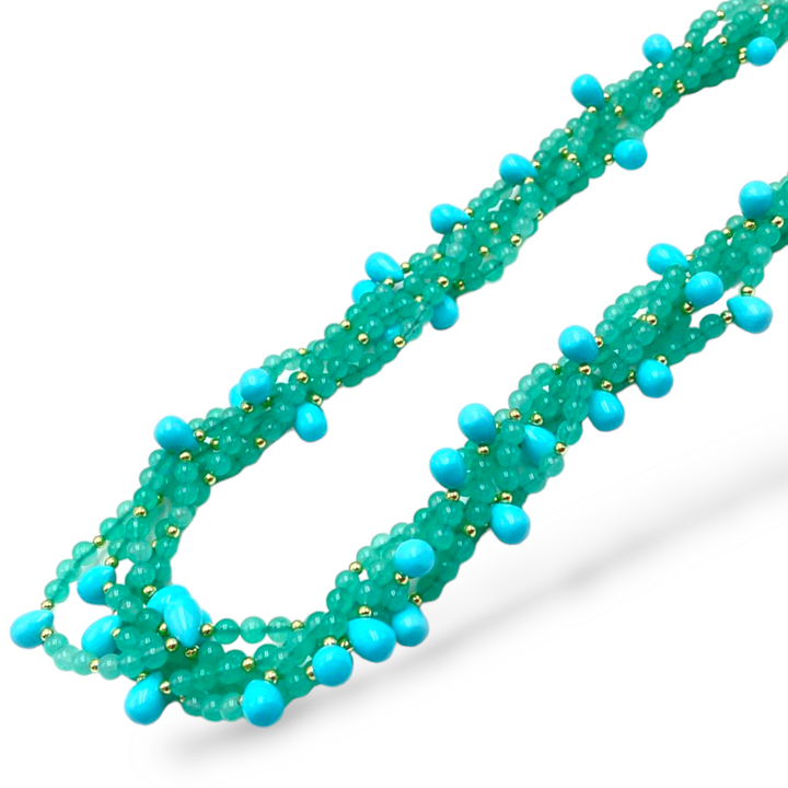 Collana multifilo con quarzo verde