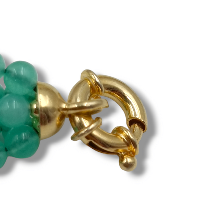 Collana multifilo con quarzo verde