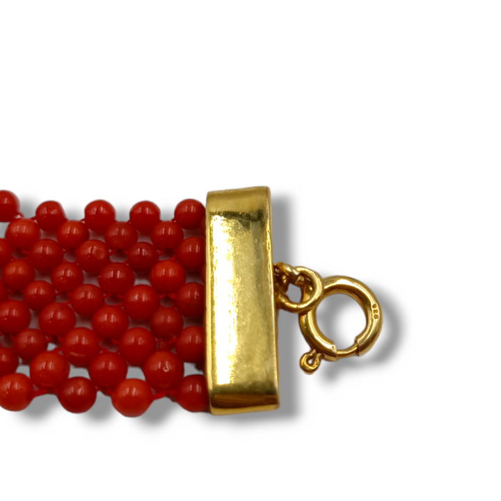 Bracciale fiore in agata e corallo montato su argento