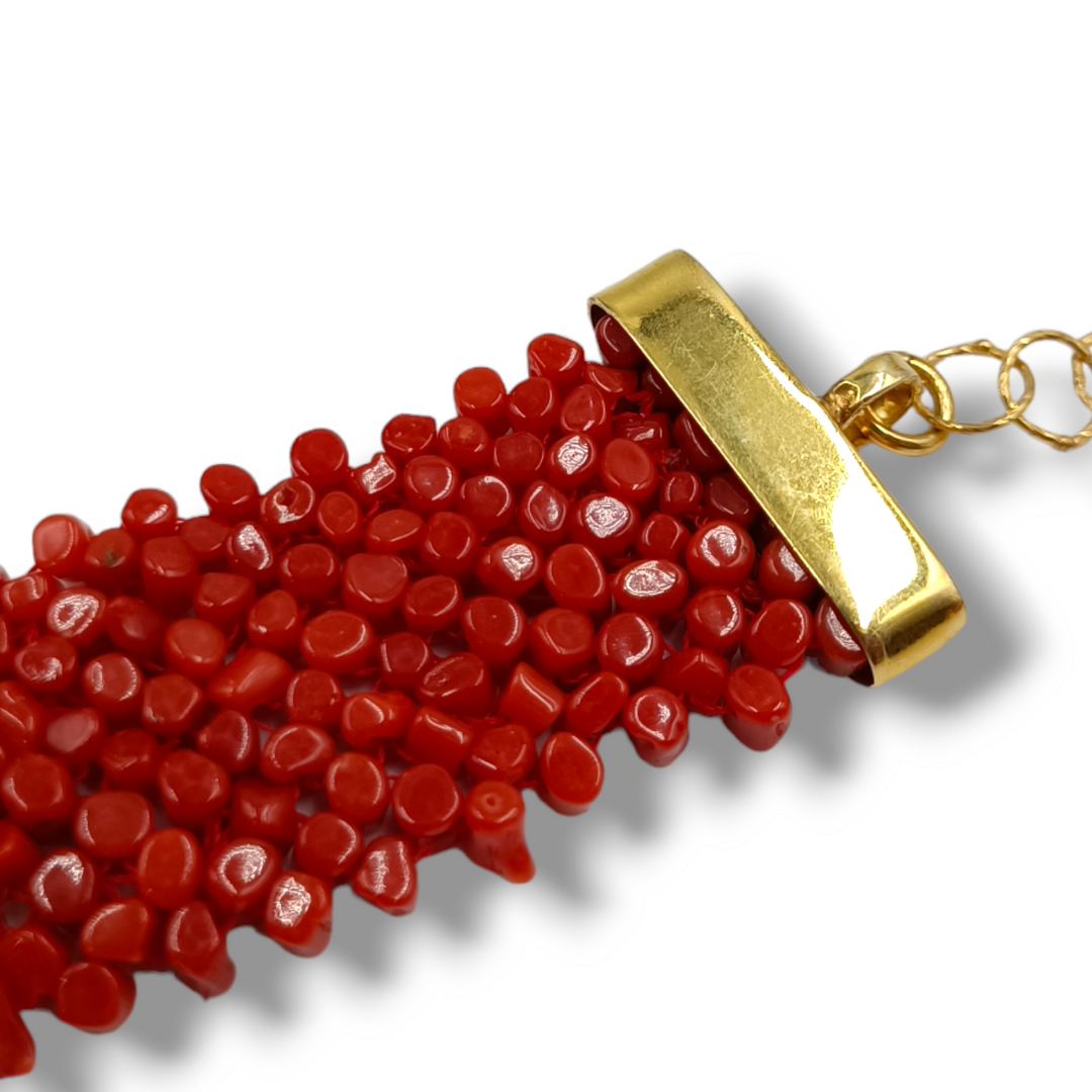 Bracciale dea in corallo e agata montato su argento