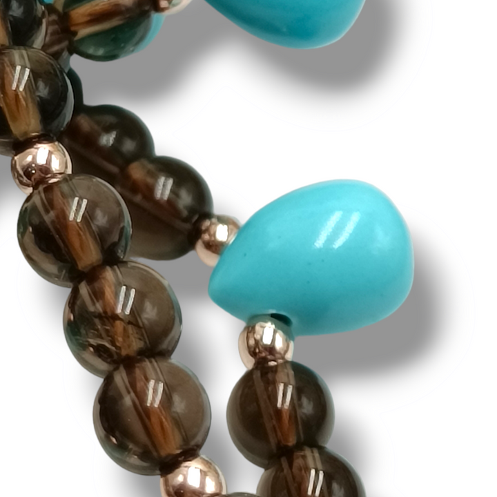 Necklace on turquoise paste and smoky quartz