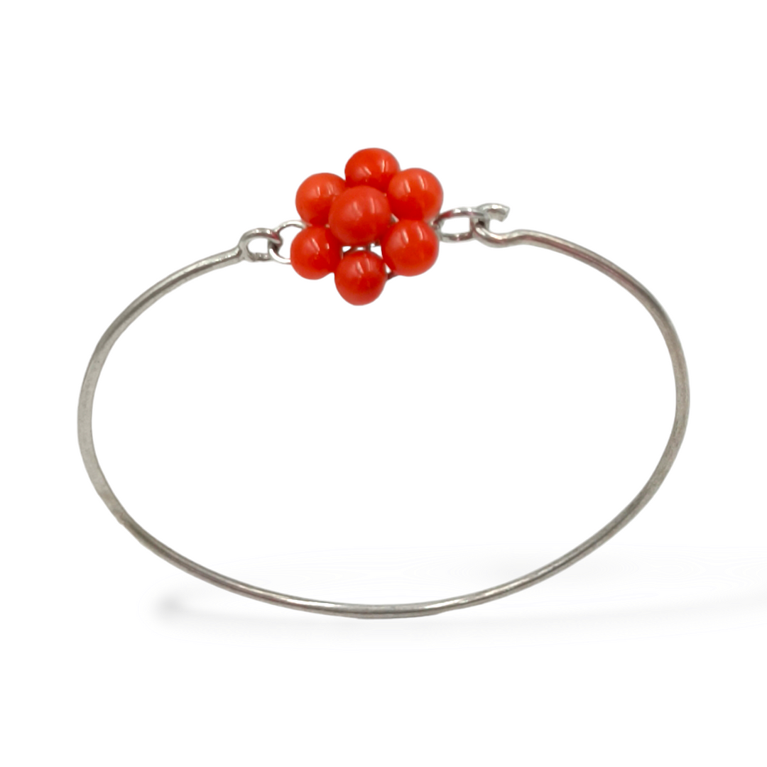 Bracciale fiore in corallo montato su argento Lucia Vitiello Gioielli di Napoli
