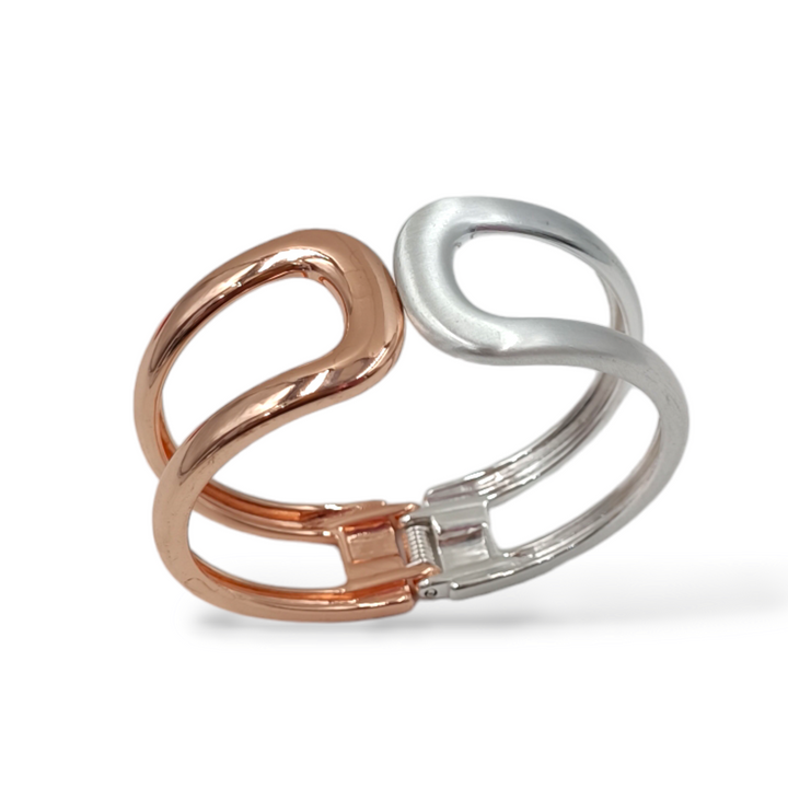 END OF COLLECTION - Rigid bracelet in nickel-free steel, silver and gold plated