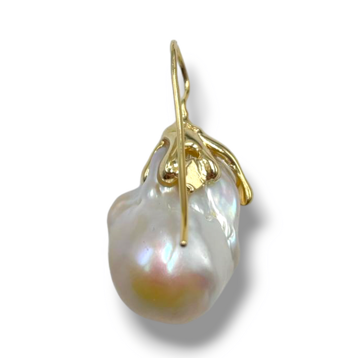 Baroque pearl and silver earrings