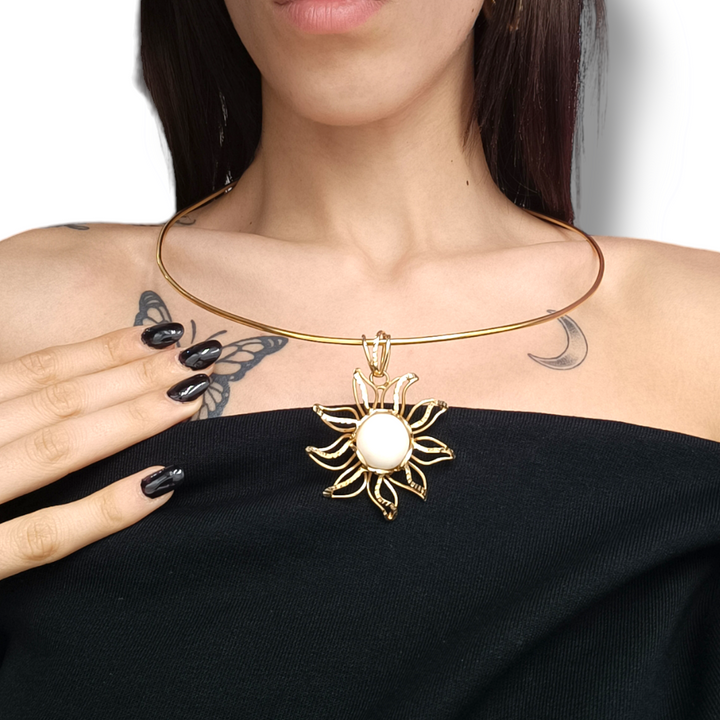 Collana sole in corallo montato su argento Lucia Vitiello Gioielli di Napoli