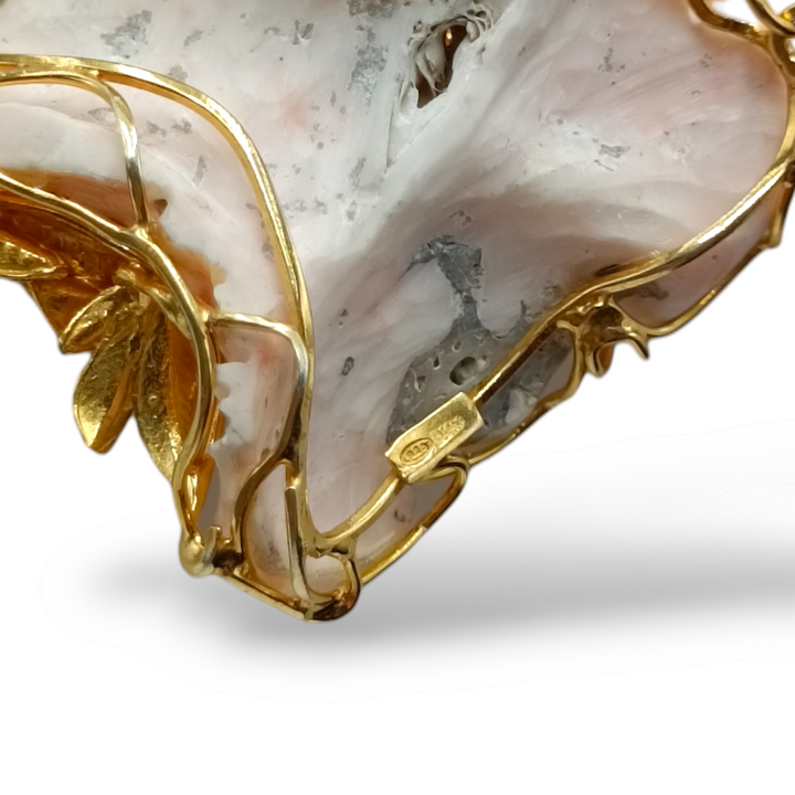Collana giglio in corallo montato su argento