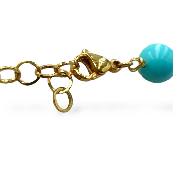 Collana ramo in corallo montato su pasta turchese