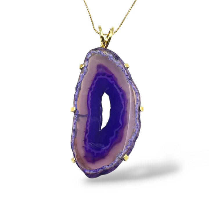 END OF COLLECTION - Necklace on red and purple agate mounted on silver 