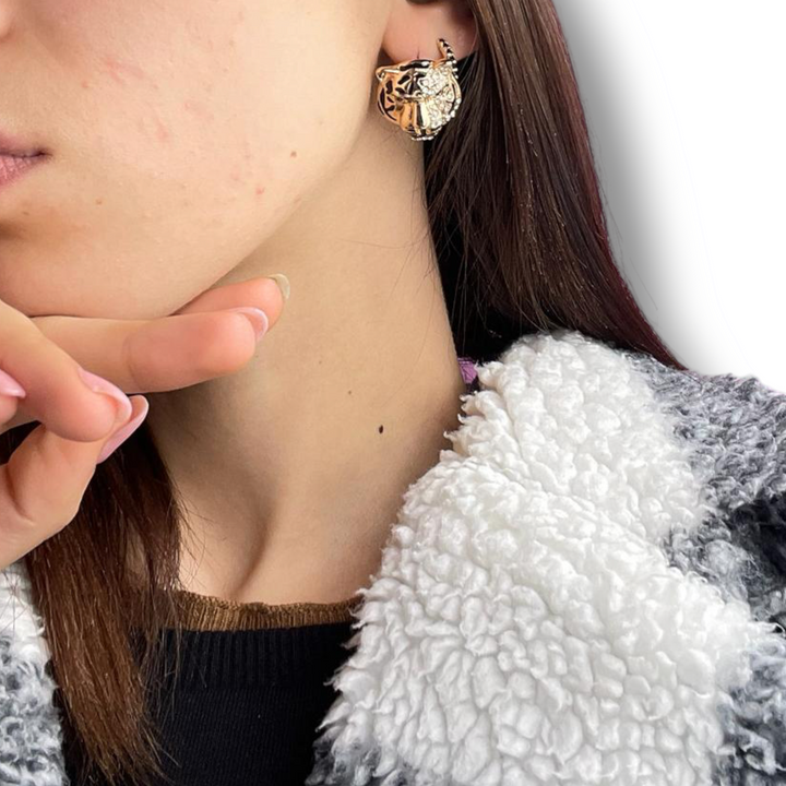 END OF COLLECTION - Tiger earrings in zirconia