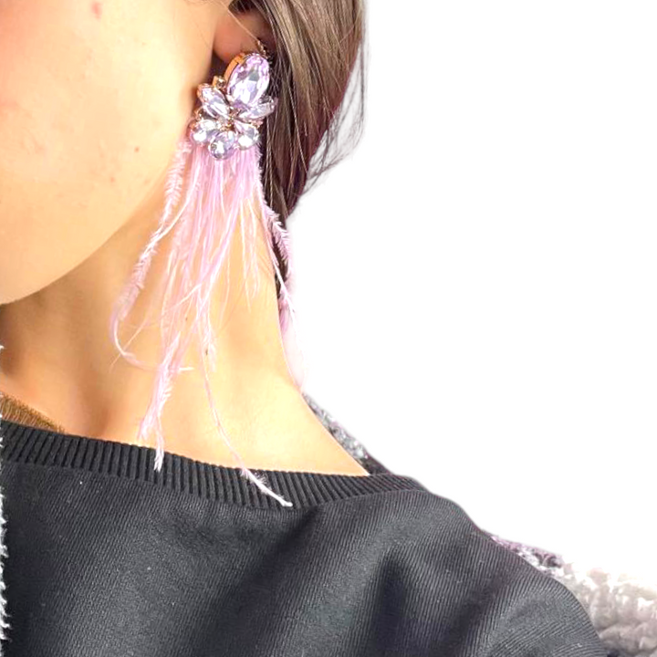 END OF COLLECTION - Feather and zirconia earrings