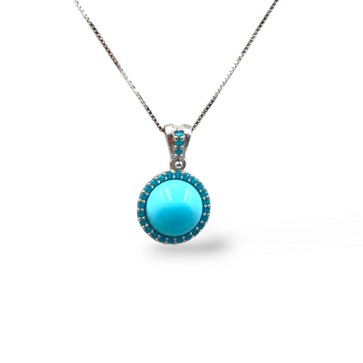 END OF COLLECTION - Turquoise paste pendant mounted on silver