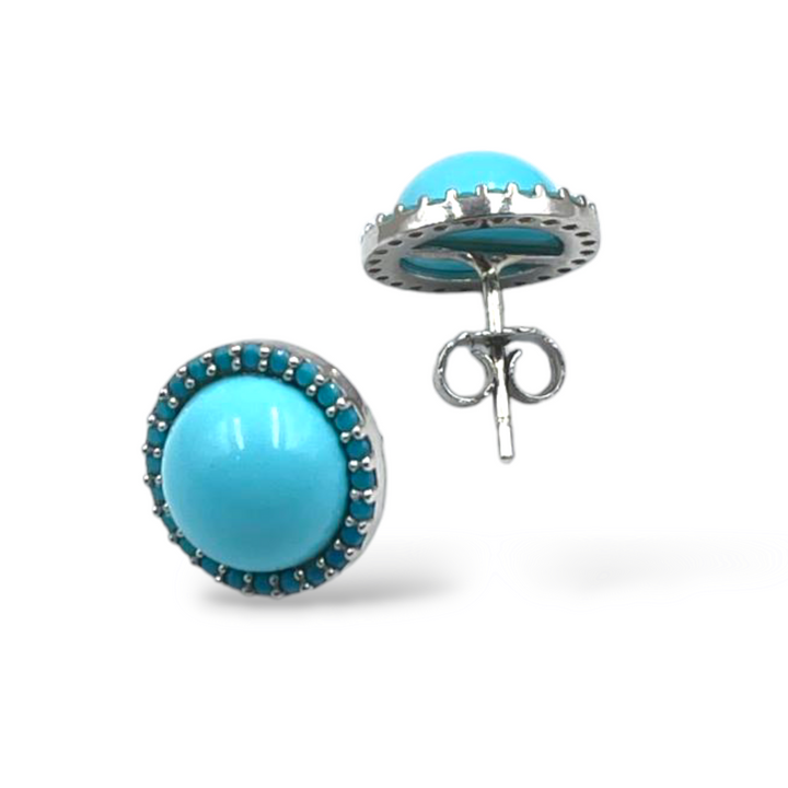 END OF COLLECTION - Turquoise paste earrings mounted on silver