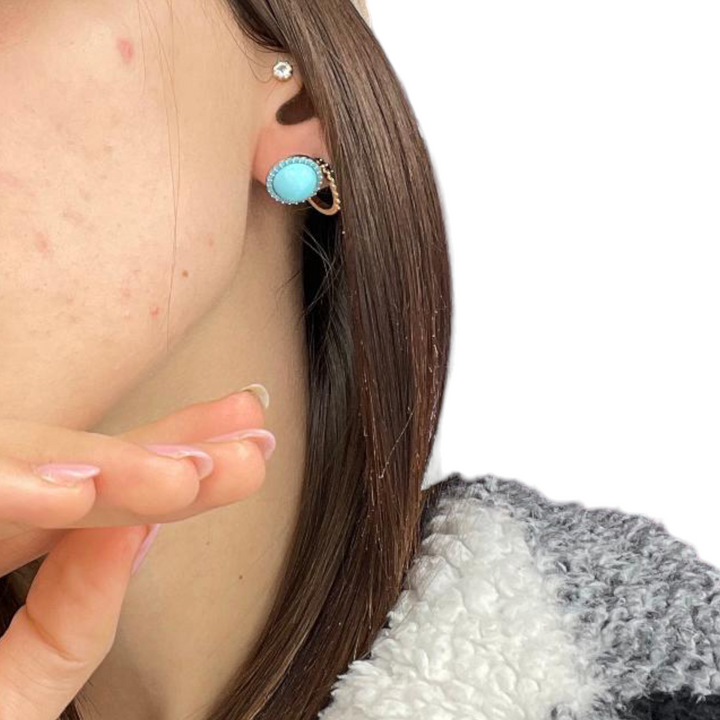 END OF COLLECTION - Turquoise paste earrings mounted on silver
