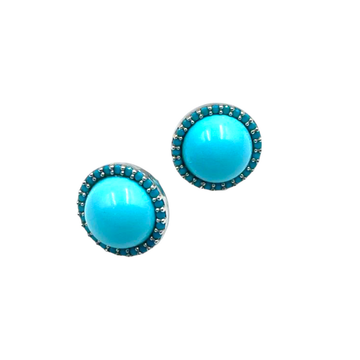 END OF COLLECTION - Turquoise paste earrings mounted on silver