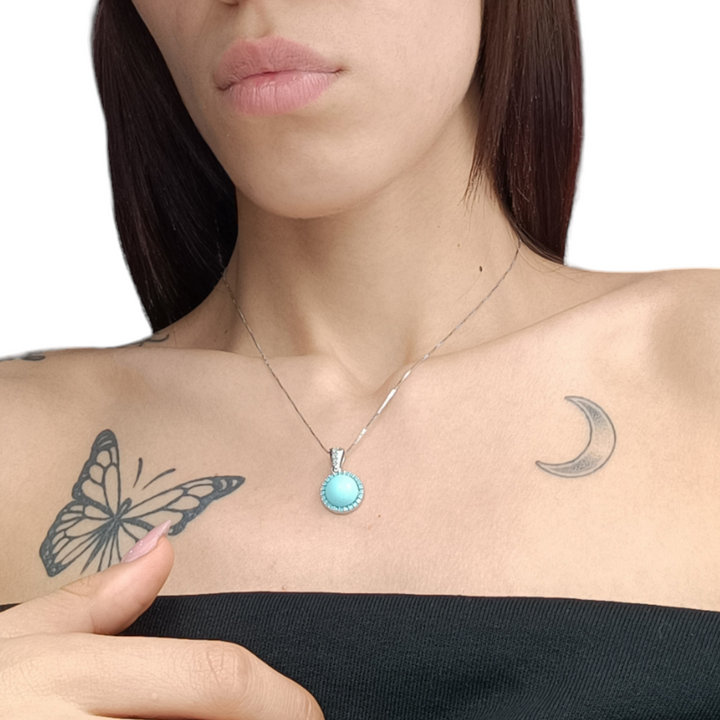 END OF COLLECTION - Turquoise paste pendant mounted on silver