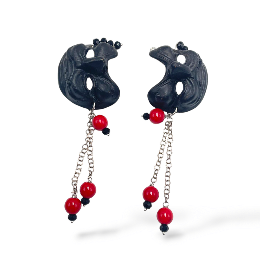 END OF COLLECTION OFFER - Pulcinella earrings on lava stone