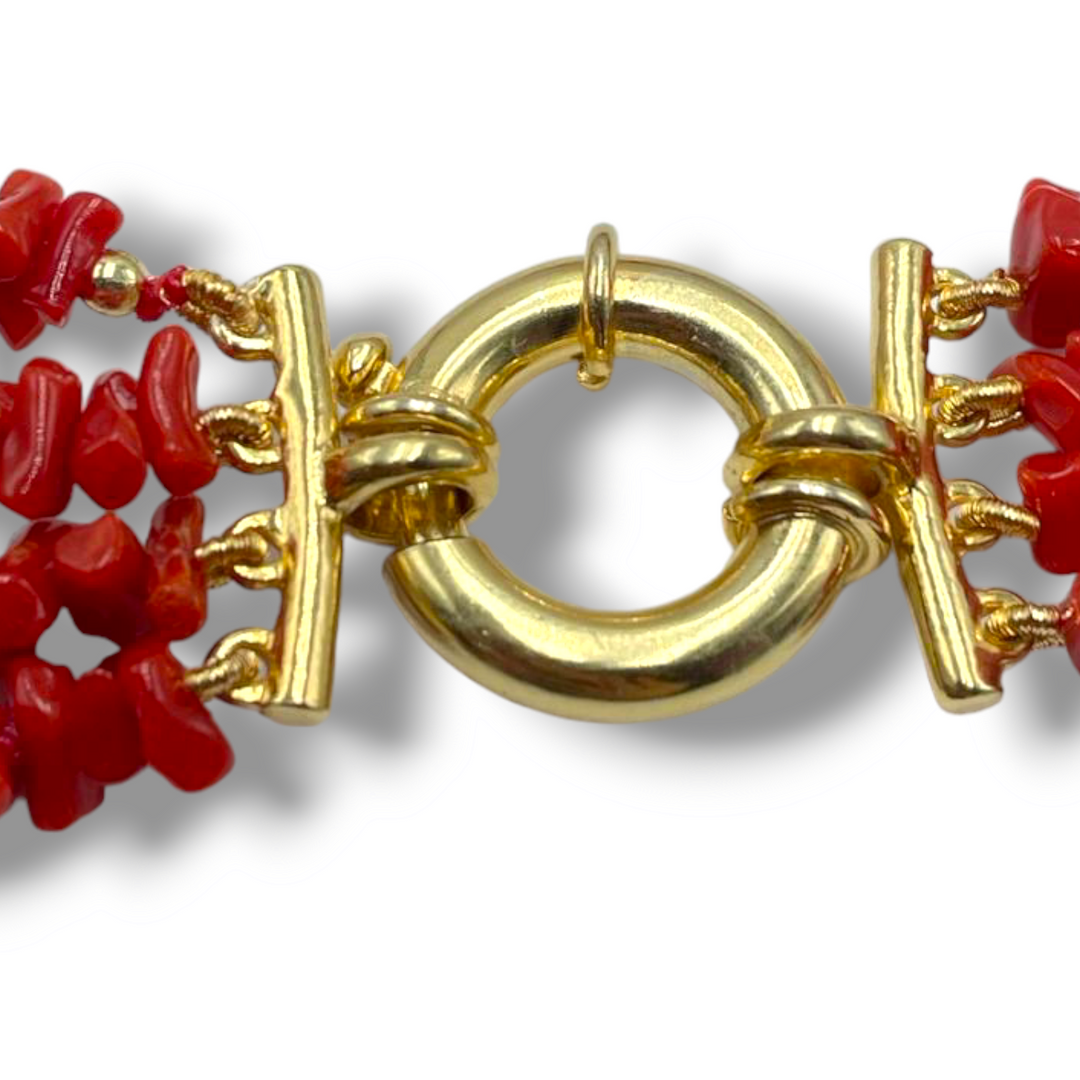 Collana in ambra e corallo montato su argento
