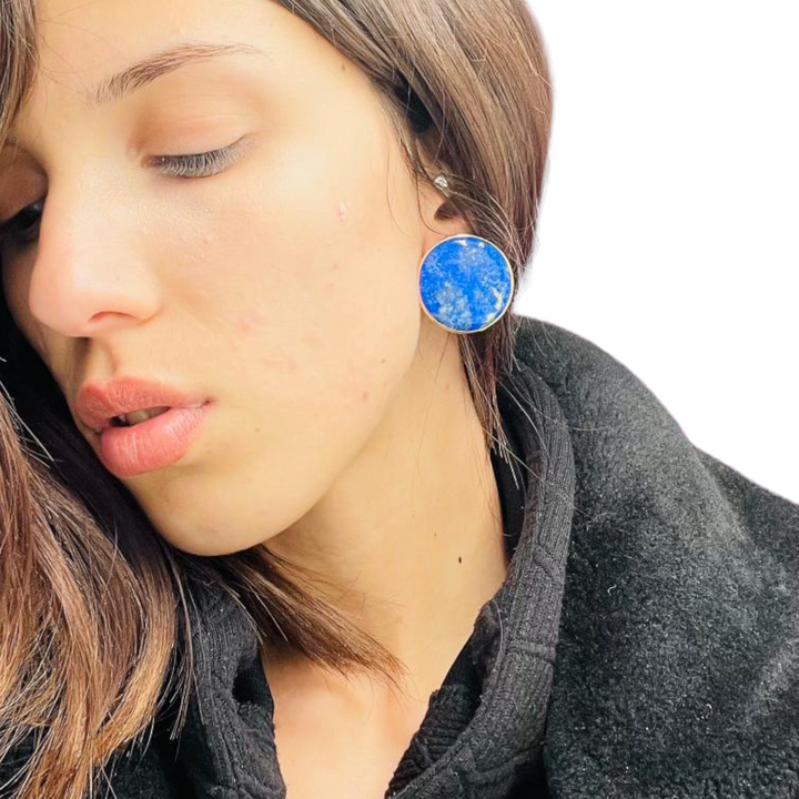 END OF COLLECTION - Lapis lazuli earrings mounted on silver