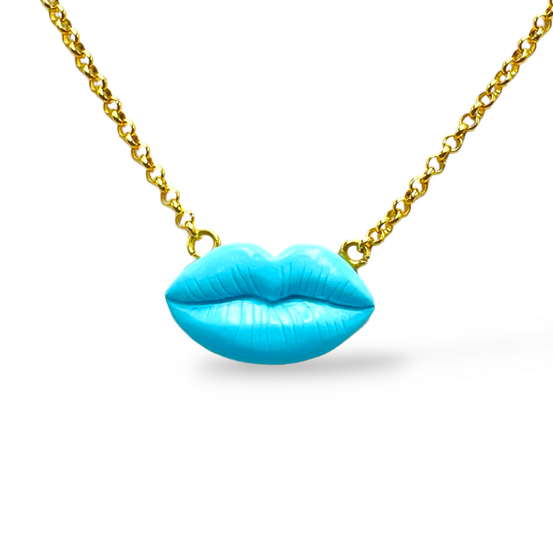 Idea regalo san valentino - Collana bacio in pasta di corallo, di lapis, di turchese, di ametista, di malachite.