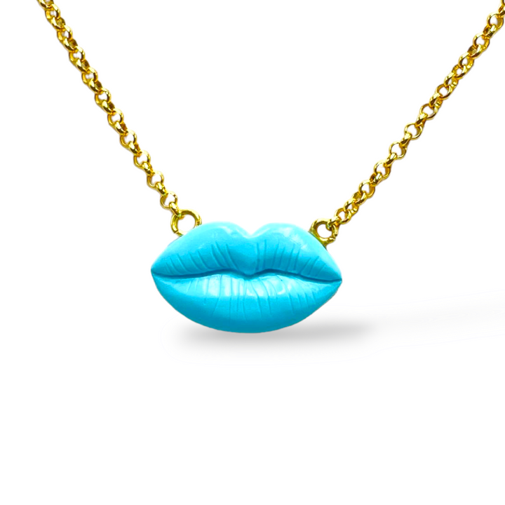 Idea regalo san valentino - Collana bacio in pasta di corallo, di lapis, di turchese, di ametista, di malachite.