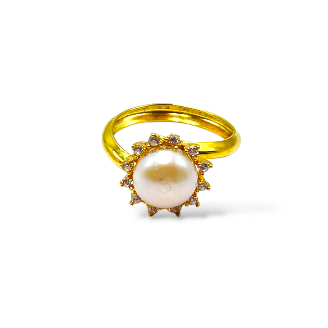 Pearl ring mounted on silver