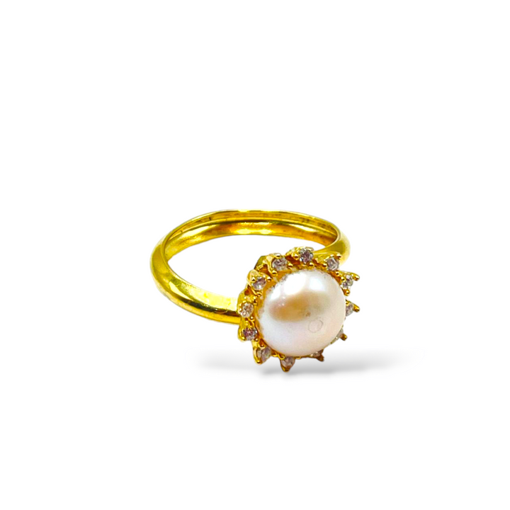 Pearl ring mounted on silver