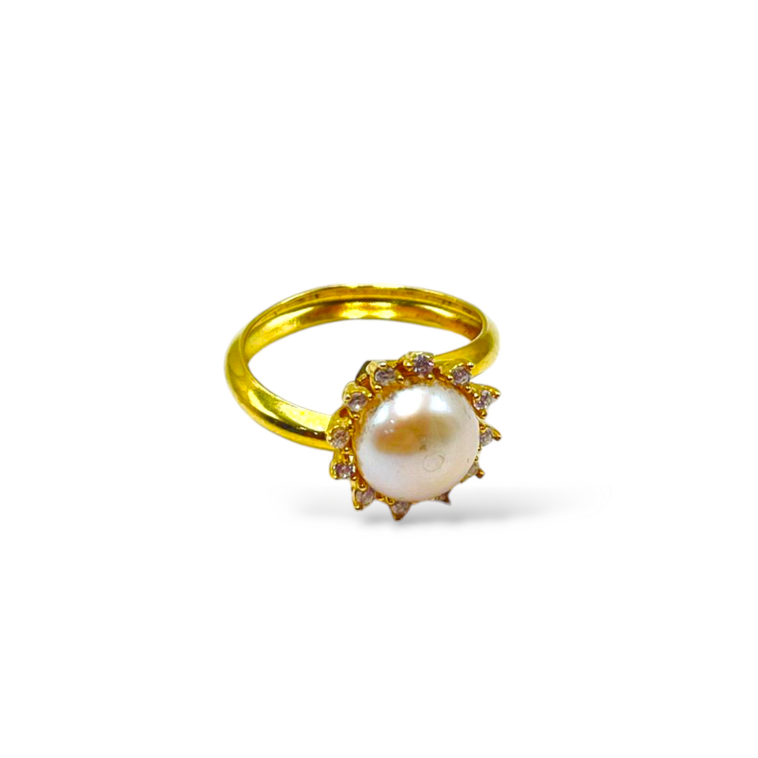 Pearl ring mounted on silver