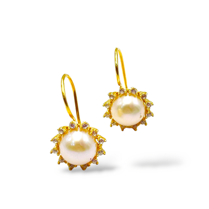 Sun earrings on pearls