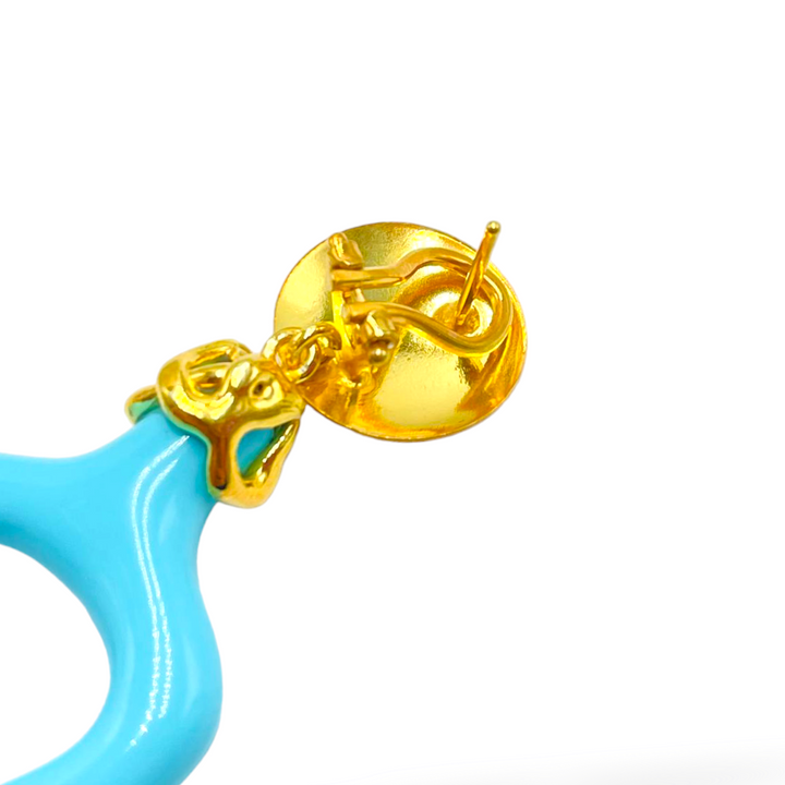 END OF COLLECTION - Turquoise paste branch earrings mounted on silver