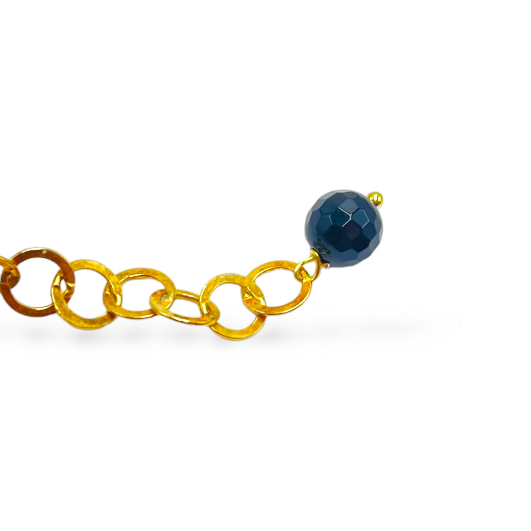 END OF COLLECTION - Turquoise paste and black agate bracelet mounted on silver