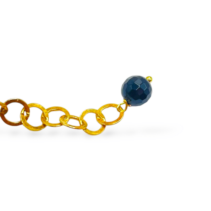 END OF COLLECTION - Turquoise paste and black agate bracelet mounted on silver