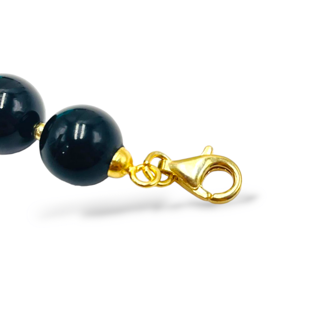 END OF COLLECTION - Turquoise paste and black agate bracelet mounted on silver
