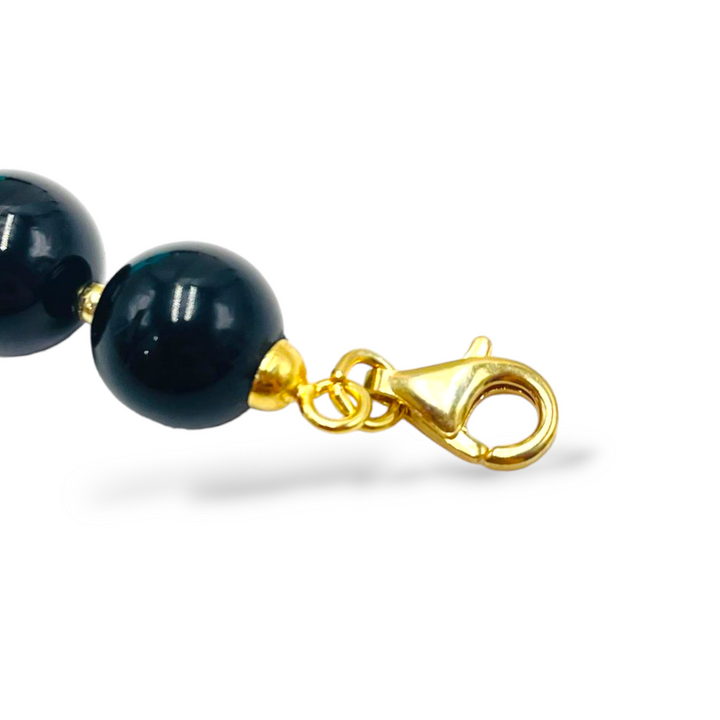 END OF COLLECTION - Turquoise paste and black agate bracelet mounted on silver