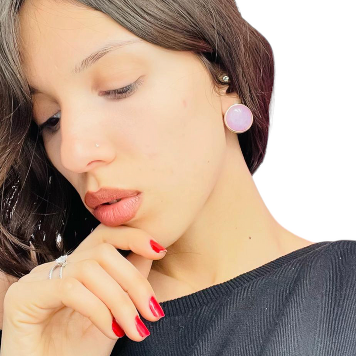 END OF COLLECTION - Kunzite earrings mounted on copper silver