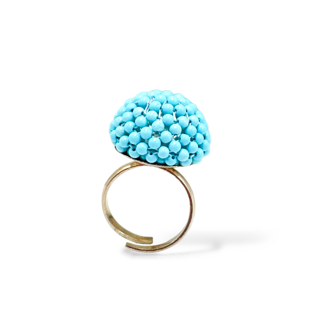 END OF COLLECTION - Round ring woven on turquoise paste