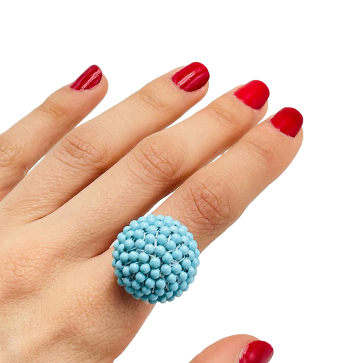 END OF COLLECTION - Round ring woven on turquoise paste