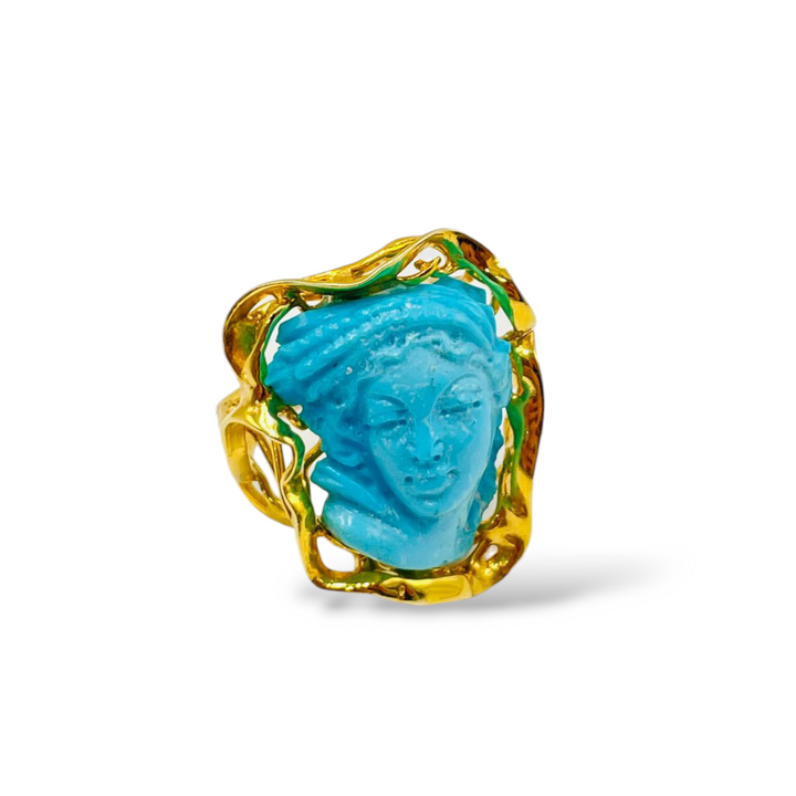 Turquoise paste lady ring mounted on silver