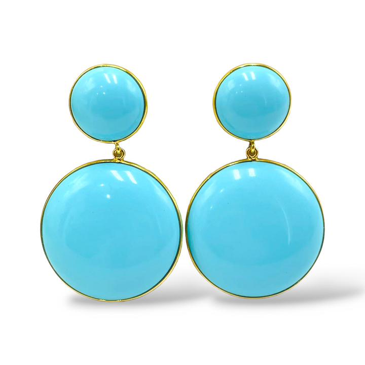 END OF COLLECTION - Turquoise paste hoop earrings mounted on silver
