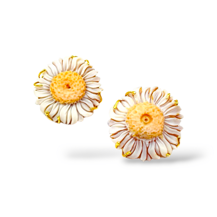 Cameo pinwheel earrings mounted on silver