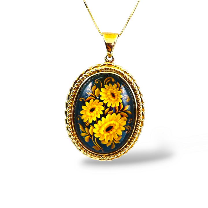 Ciondolo fiori in ambra montato su argento